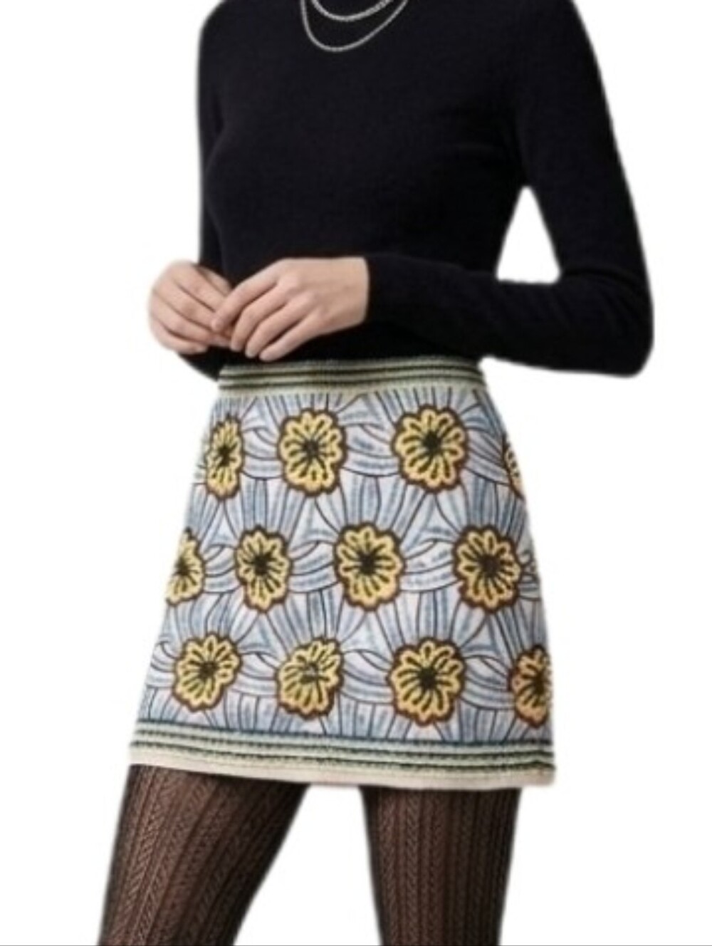 Hot & Delicious Skirt Sequined Floral Yellow Size S